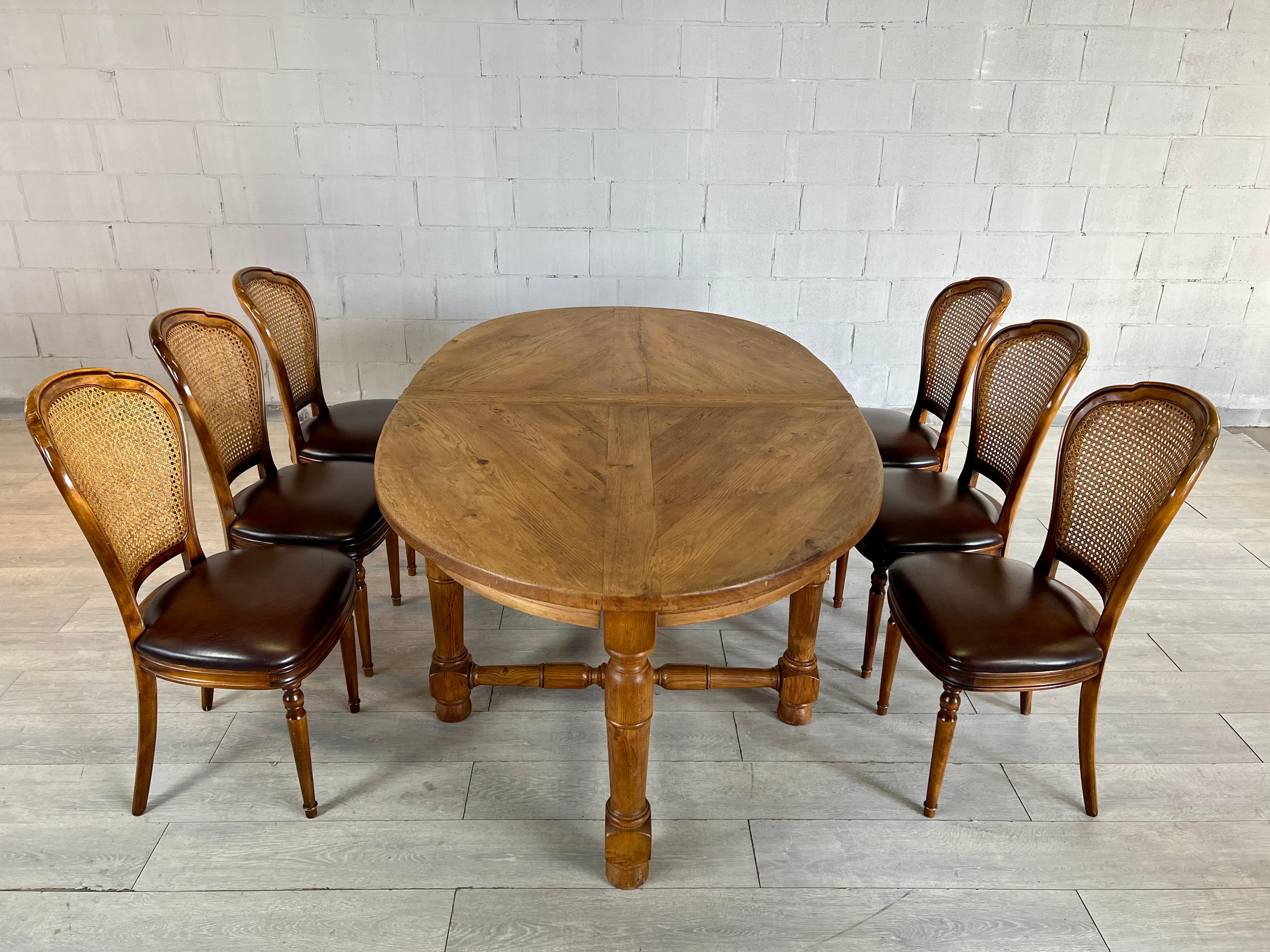 Grande table à manger à rallonge vintage en chêne français massif par De Tonge 2