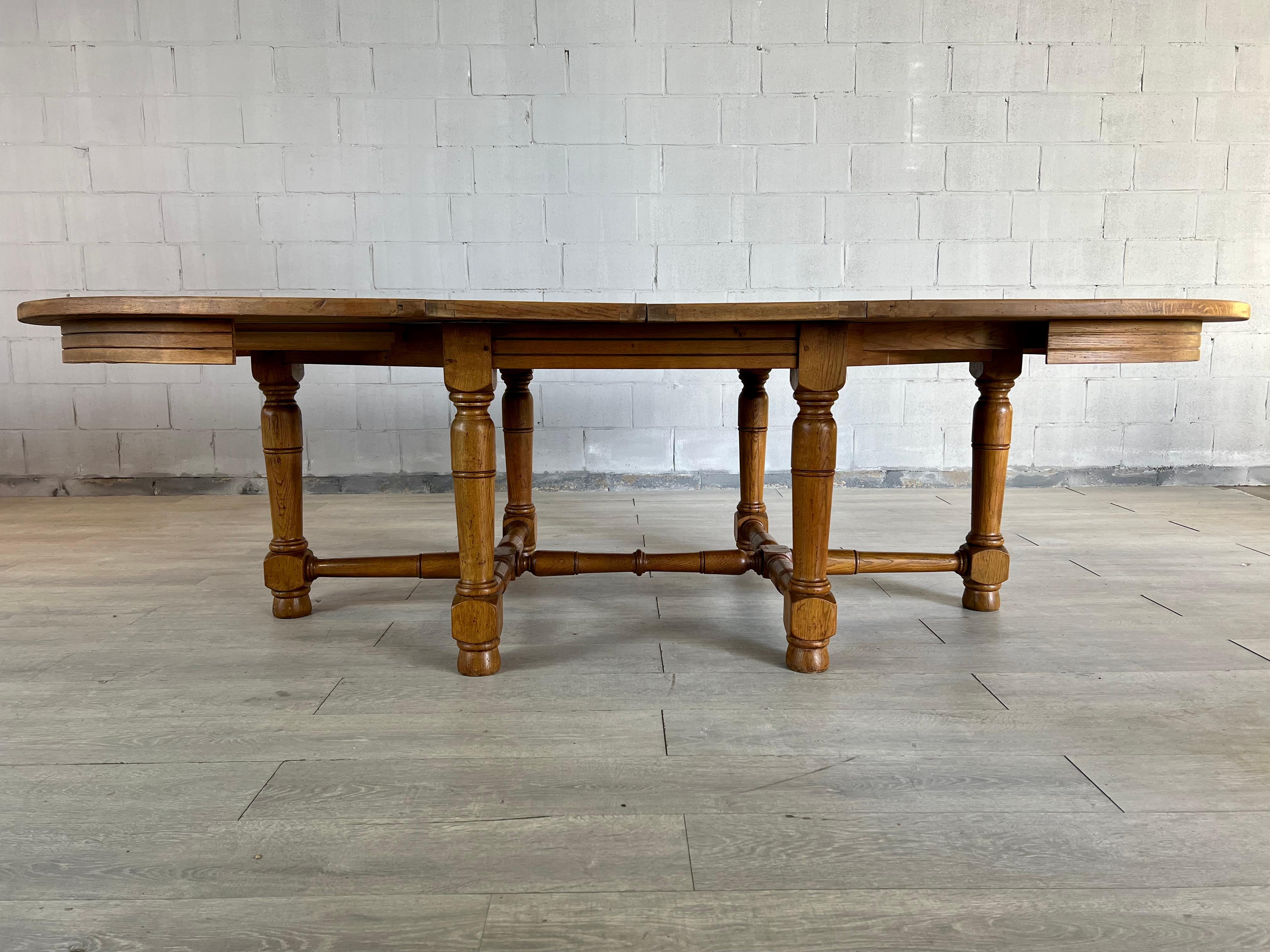 Country Vintage Solid French Oak Large Extendable Dining Table by De Tonge