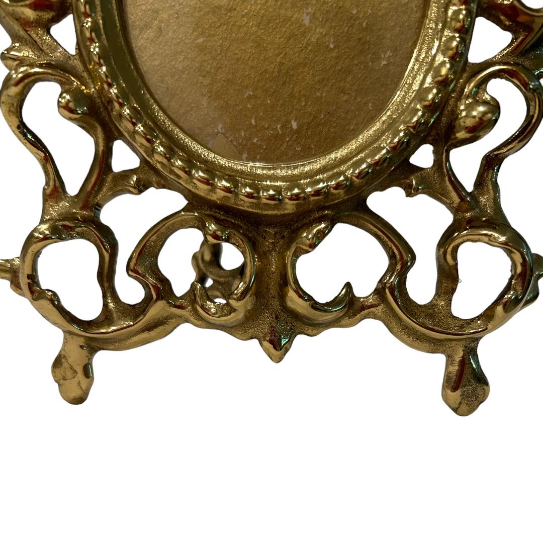 Vintage Solid Gilt Over Brass Picture Frame In Good Condition For Sale In Naples, FL