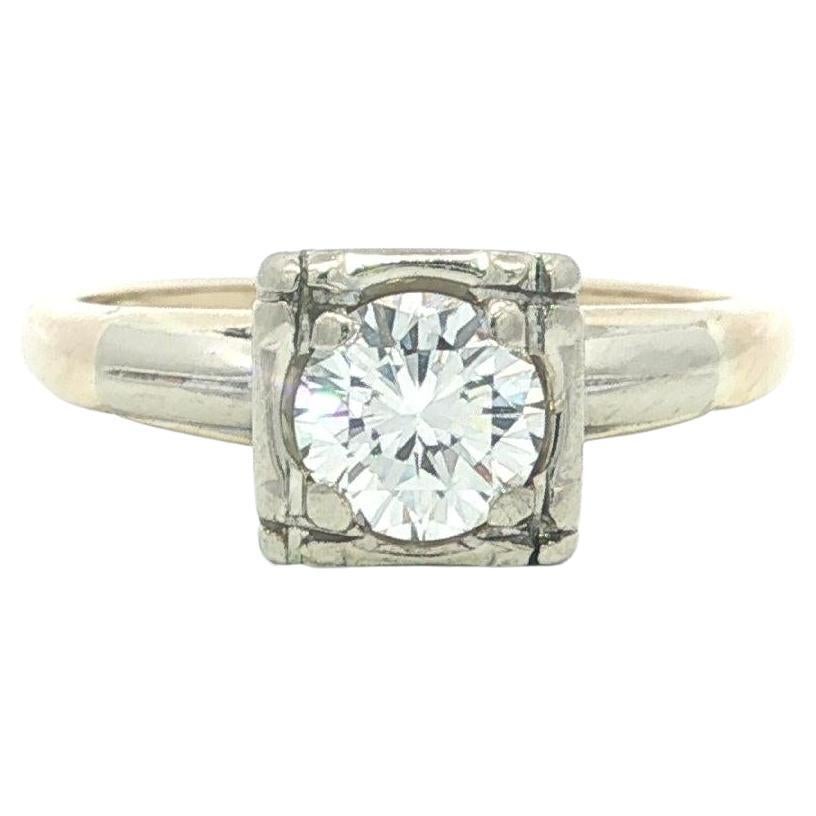 Vintage Solid Gold 0.72ct Old Cut H VS2 Diamond Solitaire Engagement Ring