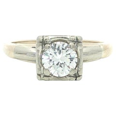 Vintage Solid Gold 0.72ct Old Cut H VS2 Diamond Solitaire Engagement Ring