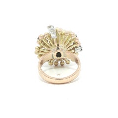 Vintage Solid Gold .90ctw Round Diamond Cluster Spray Sputnik Domed Ring