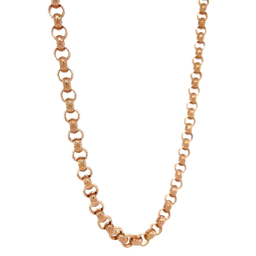 Essential for every jewelry collection, this chain necklace is solid 18 karat rosy gold. The possibilities are truly endless - will you wear it as a solo chain, layer it with others for a neck mess look, use it as a charm necklace to tell your life