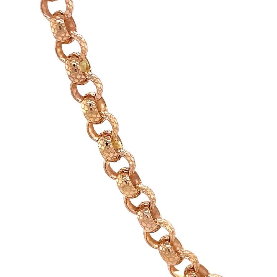 Victorian Vintage Solid Gold Chain Necklace with Patterned Links, 16.5 inches For Sale