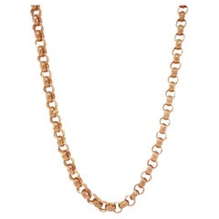 Vintage Solid Gold Chain Necklace with Patterned Links, 16.5 inches