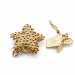 Vintage Solid Gold Detailed Matte Finish Starfish Bead or Pearl Strand Box Clasp