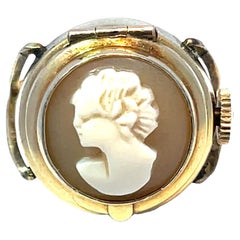 Vintage Solid Gold Elgin Cameo Watch Ring
