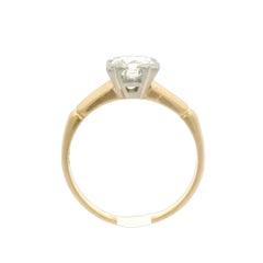 Vintage Solid Gold GIA 1.04ct Old Cut Diamond Solitaire Milgrain Engagement Ring