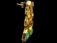 Pendants d'oreilles vintage en or massif avec émeraude de Colombie 4,38 carats certifiée GIA et diamants