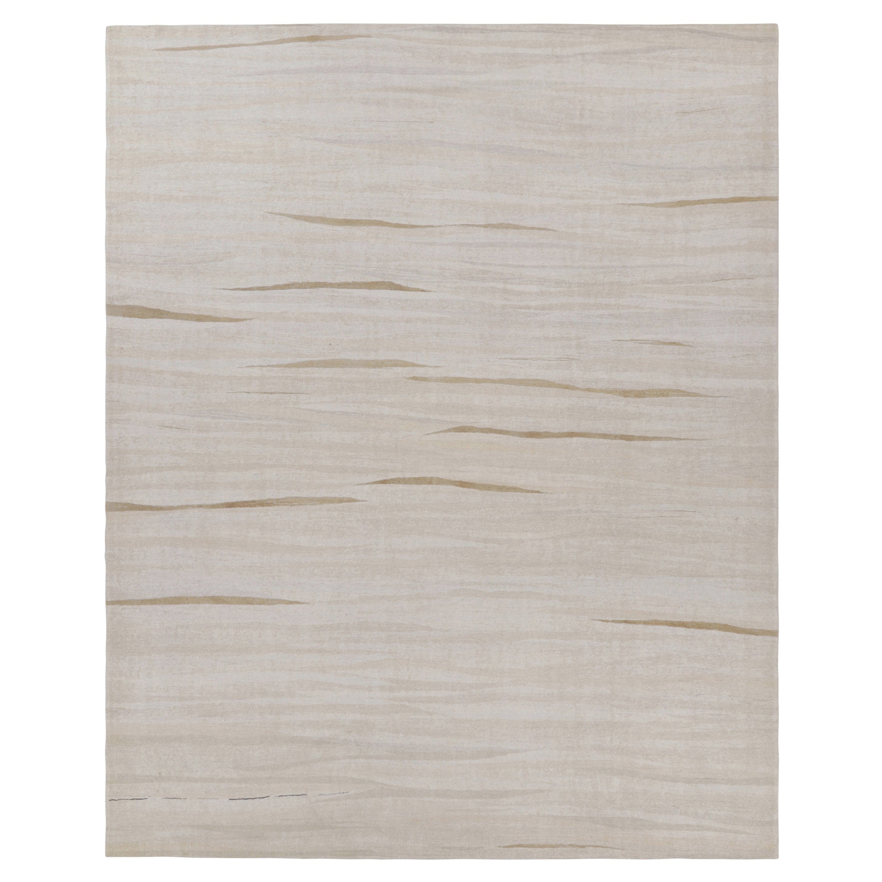 Kilim vintage massif dans les tons beige, or et crème avec des rayures - Rug & Kilim