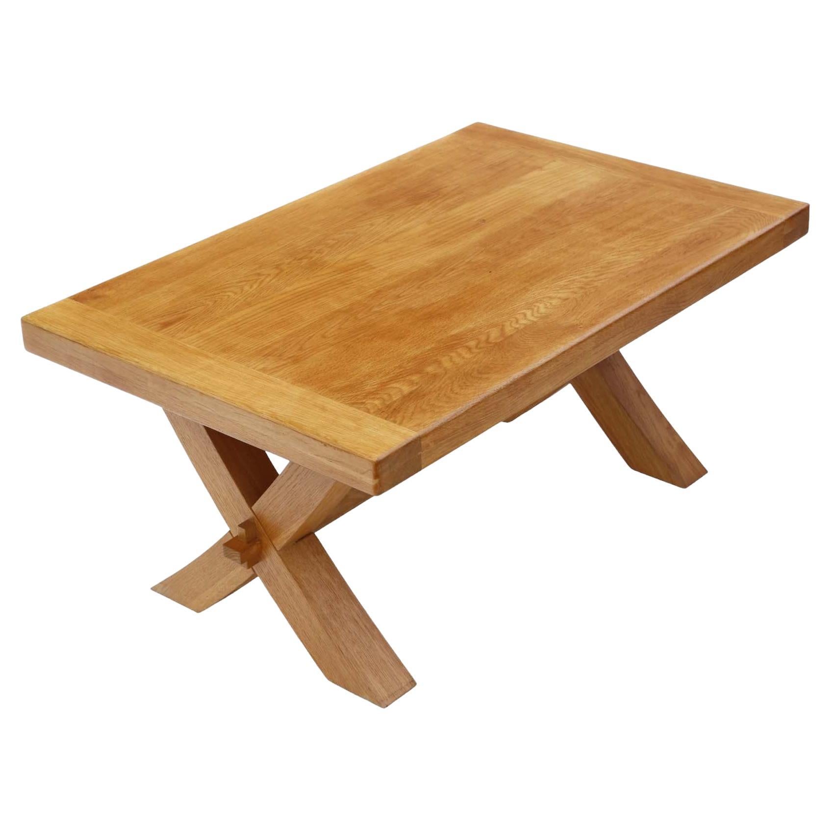 Vintage Solid Light Oak Coffee Table - Quality Occasional Side Table For Sale
