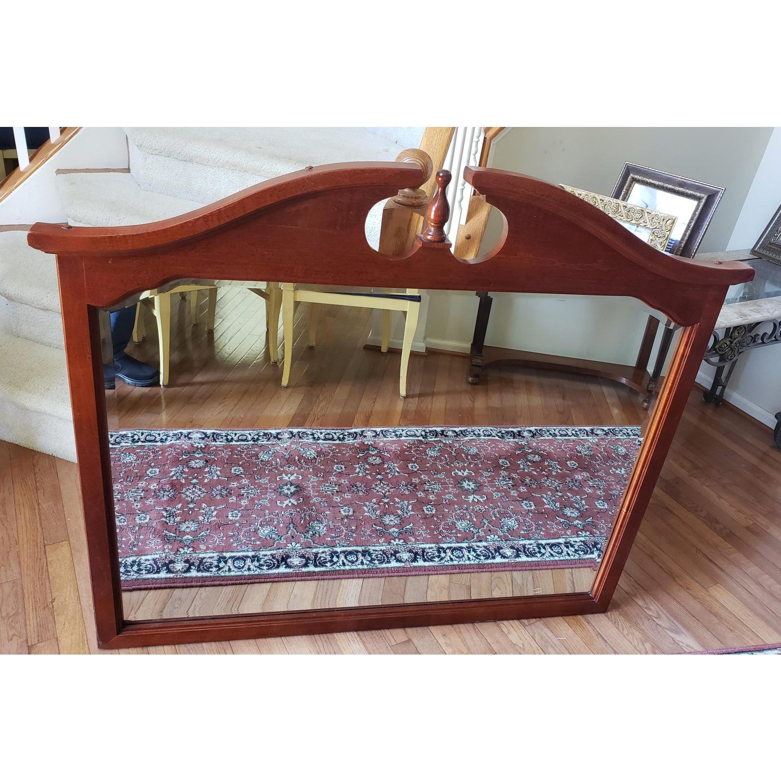 Woodwork Vintage Solid Mahogany Frame Wall Mirror For Sale