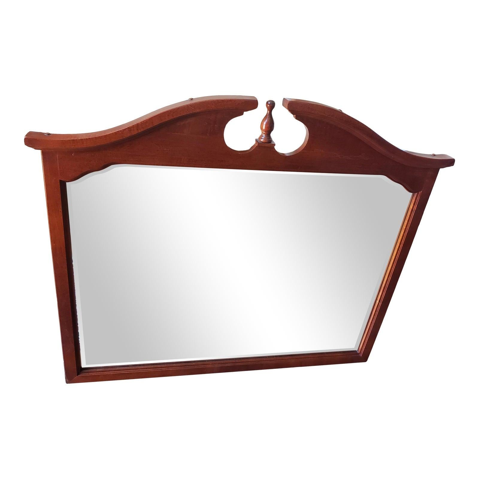 Vintage Solid Mahogany Frame Wall Mirror For Sale