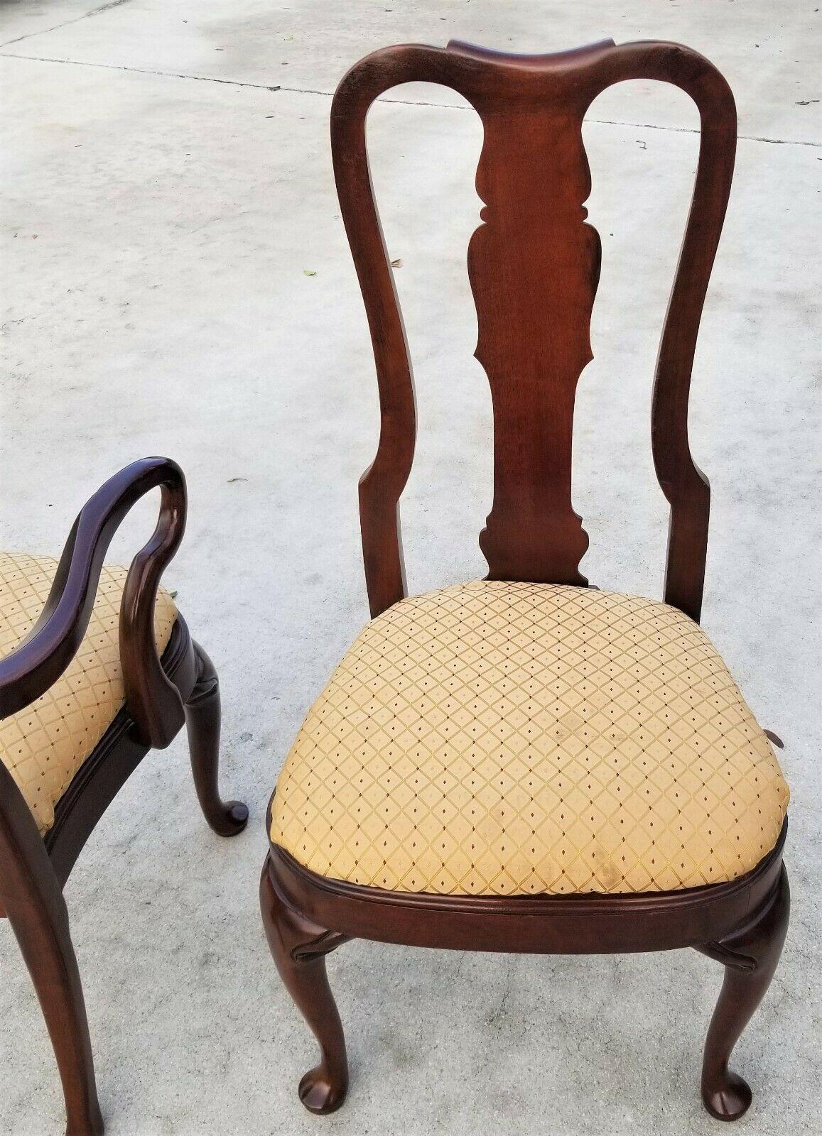 Chaises de salle à manger George II Queen Anne en acajou - Lot de 6 Bon état - En vente à Lake Worth, FL