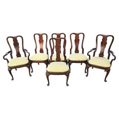 Vintage Solid Mahogany George II Queen Anne Dining Chairs - Set of 6