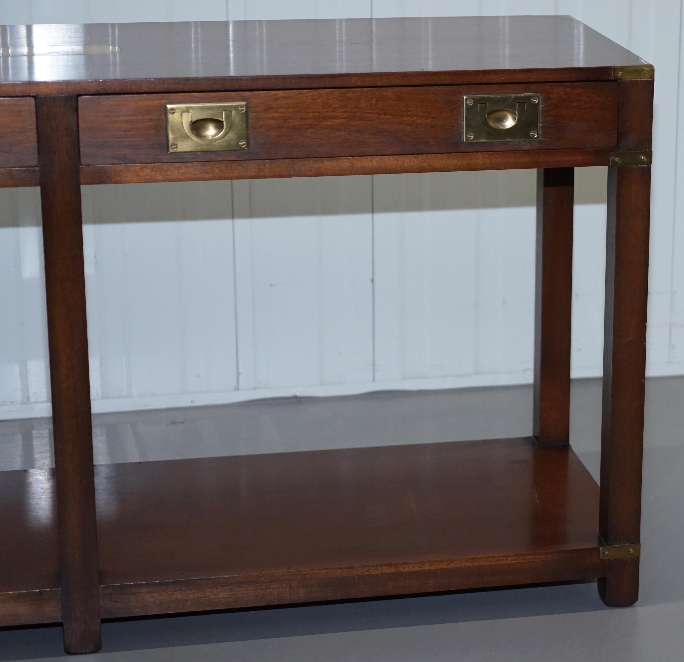 Vintage Solid Mahogany Military Campaign Bevan Funnell Console Table Sideboard 5
