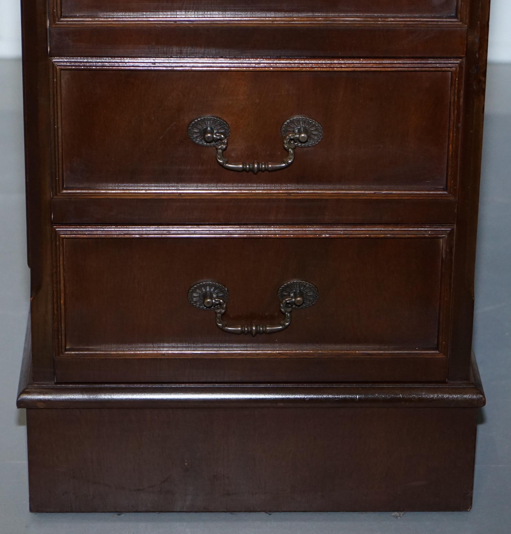 Regency Vintage Solid Mahogany & Oak Twin Pedestal Partner Desk Oxblood Leather Surface