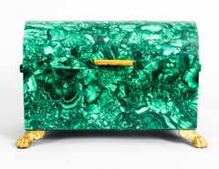 Vintage Solid Malachite and Gilt Bronze Domed Casket, 20th Century