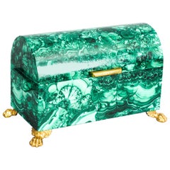 Vintage Solid Malachite and Gilt Bronze Domed Casket, 20th Century