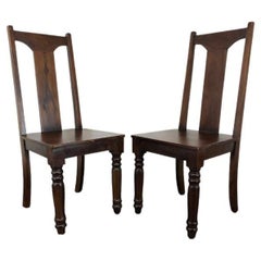 Vintage Solid Mango Wood Dining / Kitchen Chairs, Pair A