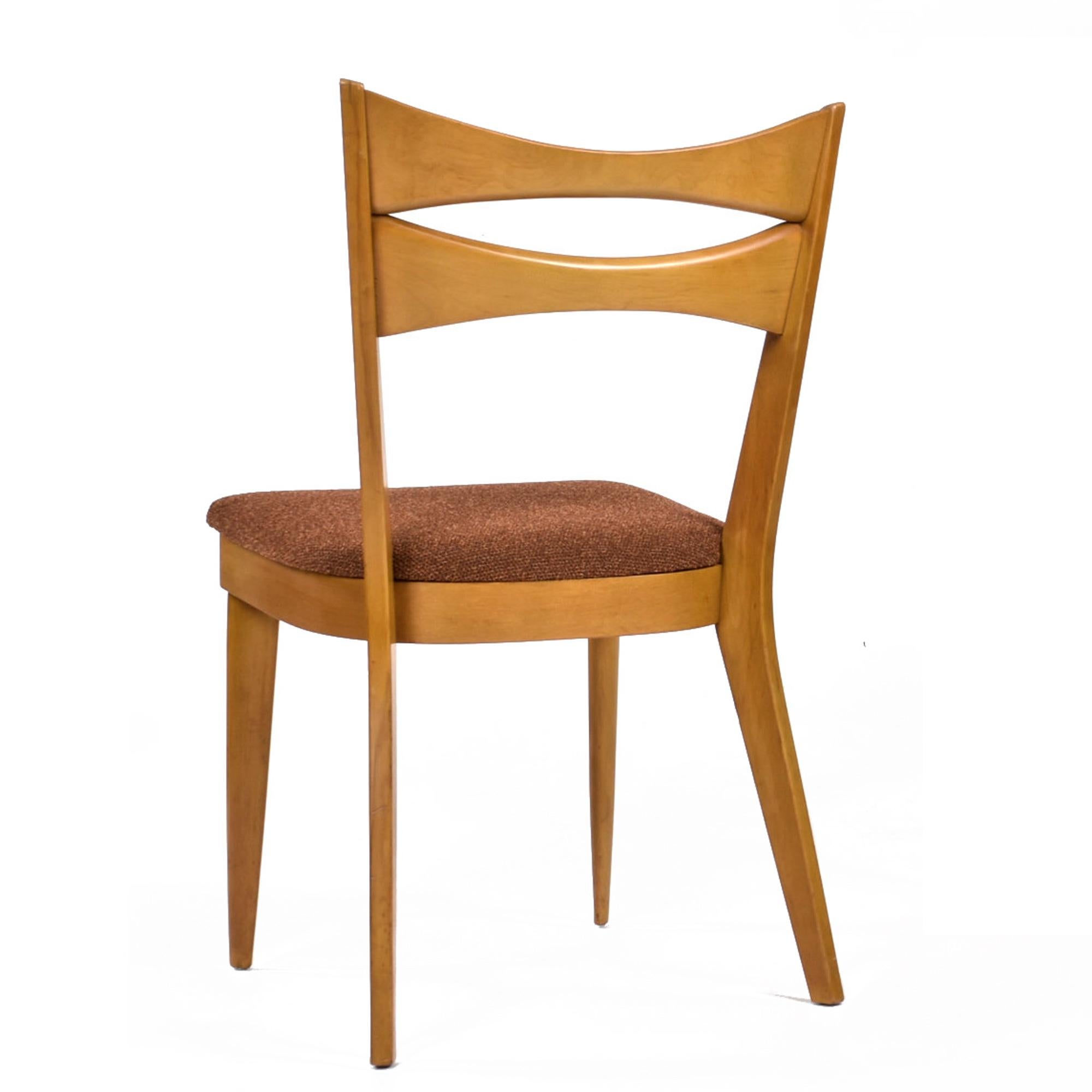 Mid-Century Modern Vintage Solid Maple Heywood Wakefield Wheat Writing Desk With Cats Eye Chair