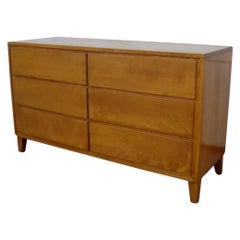 Vintage Solid Mid-Century Modern Maple Dresser Cabinet Storage Drawers