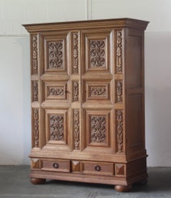 Vintage Solid Oak Danish Brutalist Cabinet