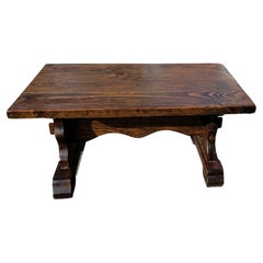 Used Solid Oak Jacobean Style Trestle Cocktail Table