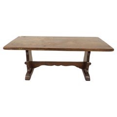 Vintage Solid Oak Refectory Dining Farmhouse Table, Scotland 1930, H1031