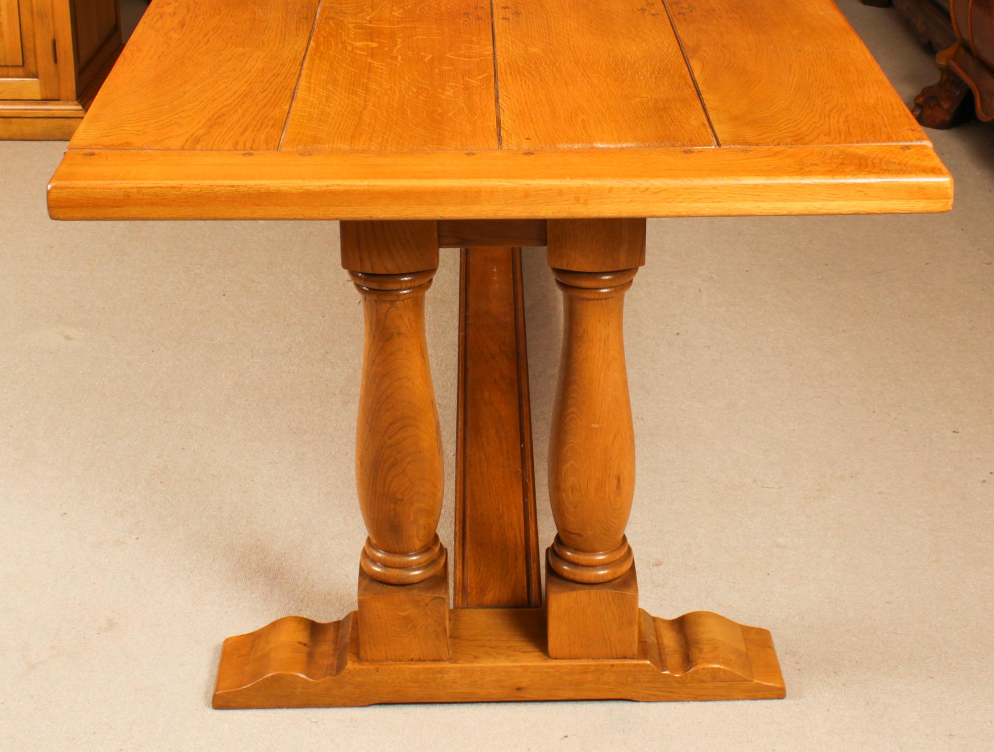 Oak Vintage solid oak Refectory Dining Table, 8 Chairs and Sideboard Late 20th C For Sale
