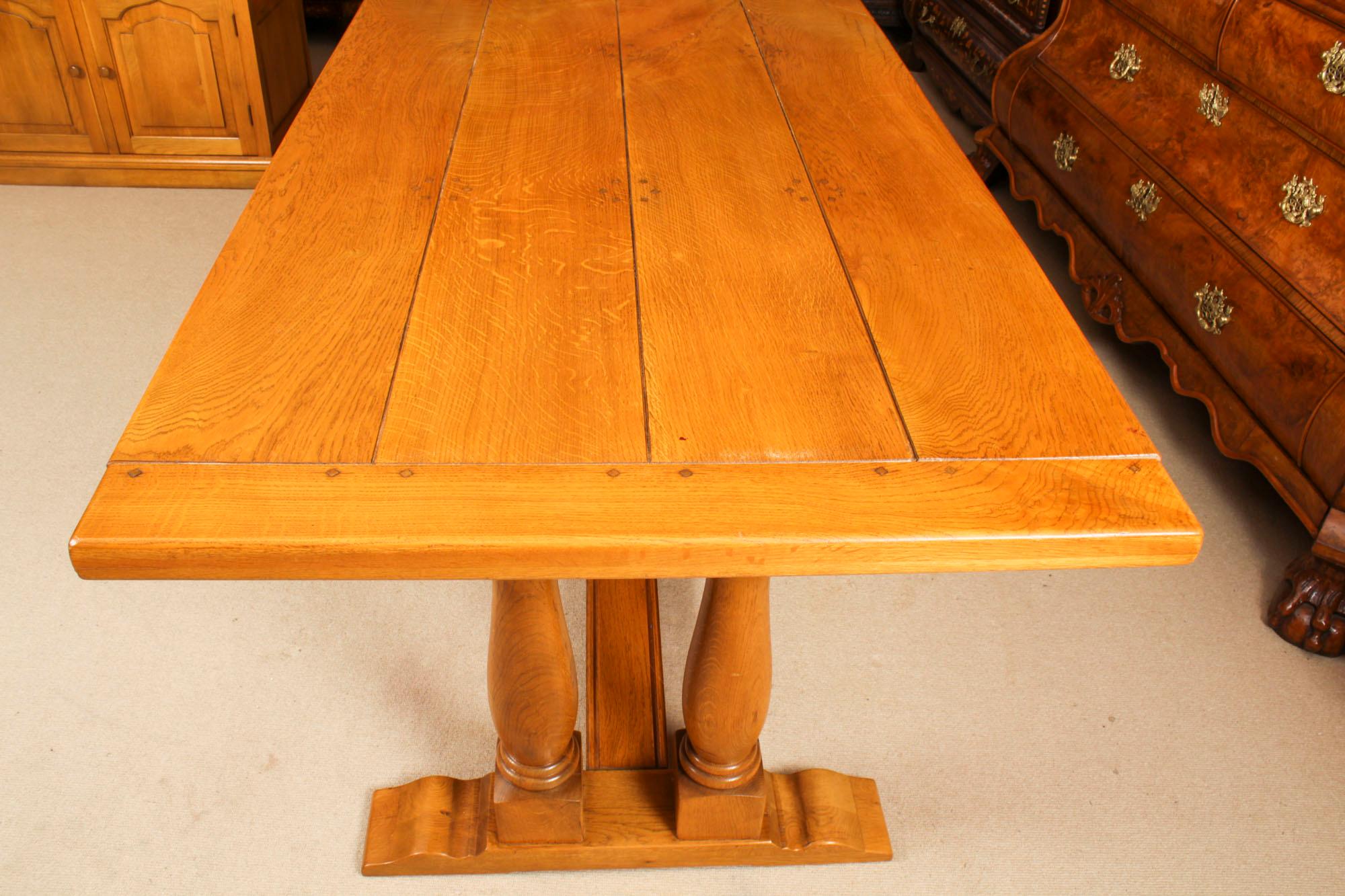 Vintage solid oak Refectory Dining Table, 8 Chairs and Sideboard Late 20th C For Sale 1