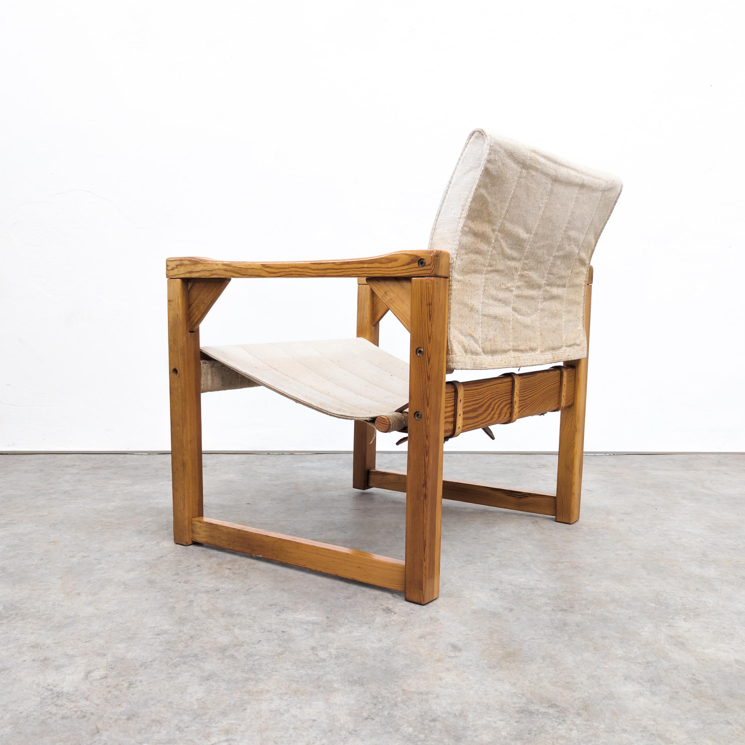 Swedish Vintage solid pine Diana safari chair by Karin Mobring for Ikea, 1970s For Sale