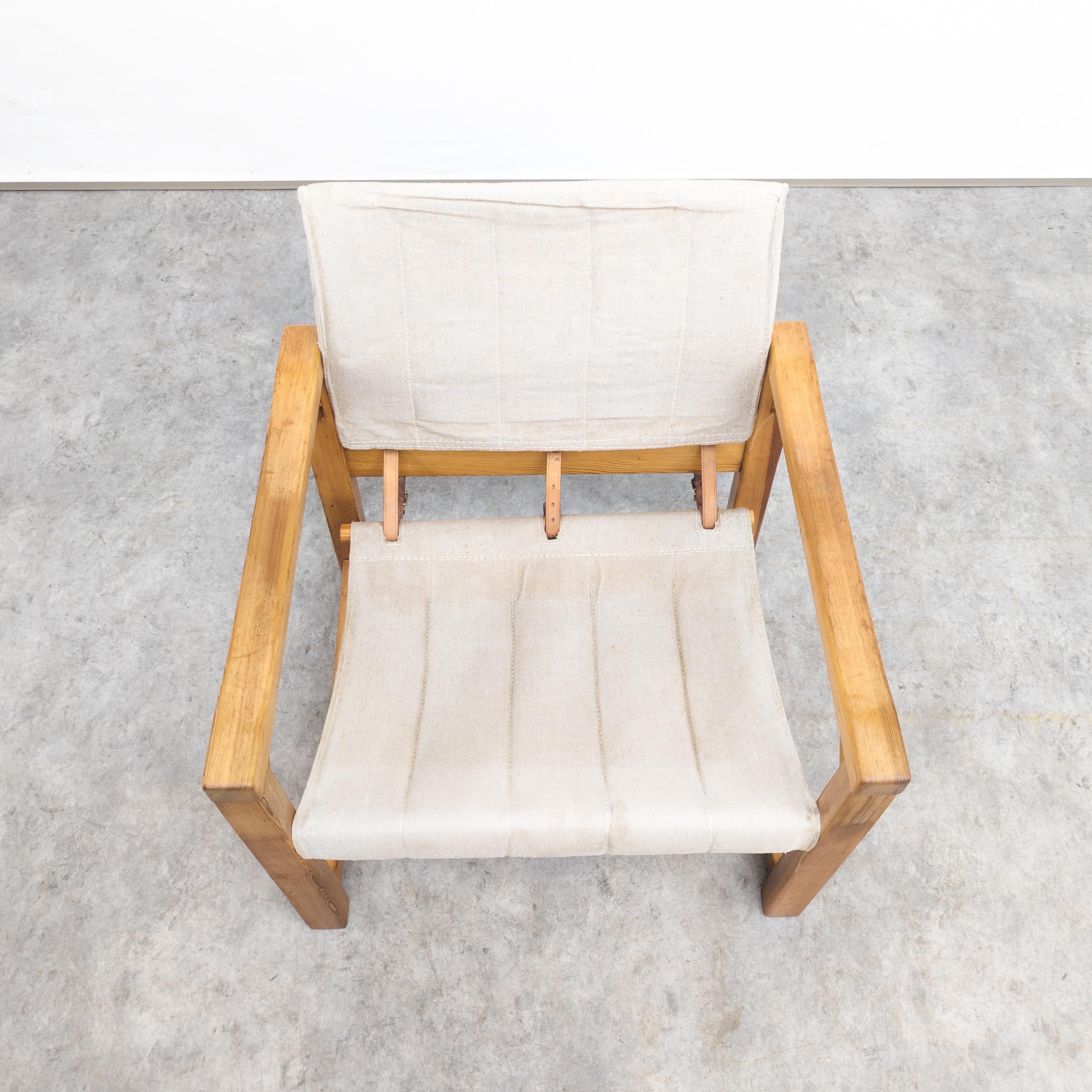 Scandinavian Modern Vintage solid pine Diana safari chair by Karin Mobring for Ikea, 1970s For Sale
