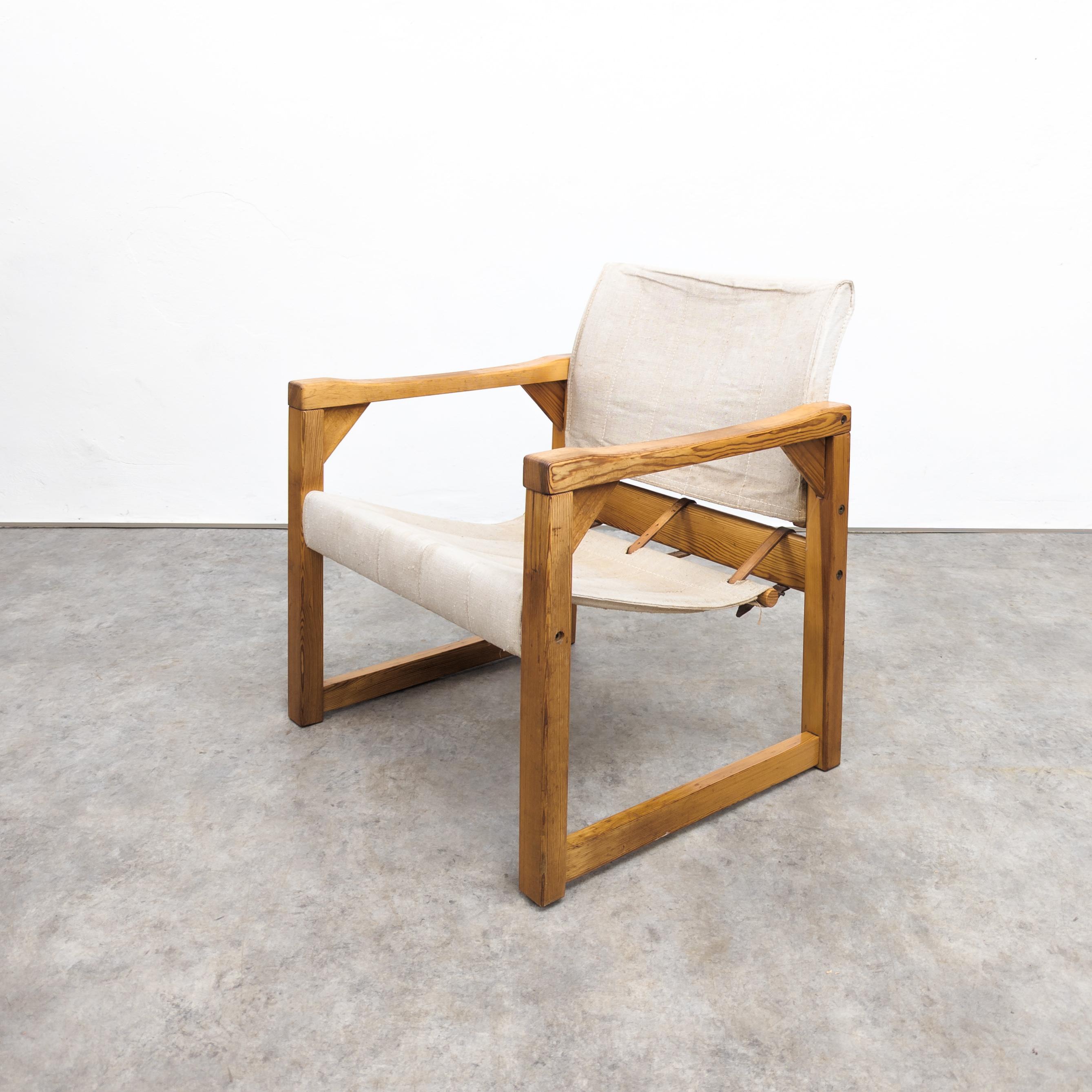 Diana Safari-Stuhl aus massivem Kiefernholz von Karin Mobring für Ikea, 1970er Jahre (Leinwand) im Angebot