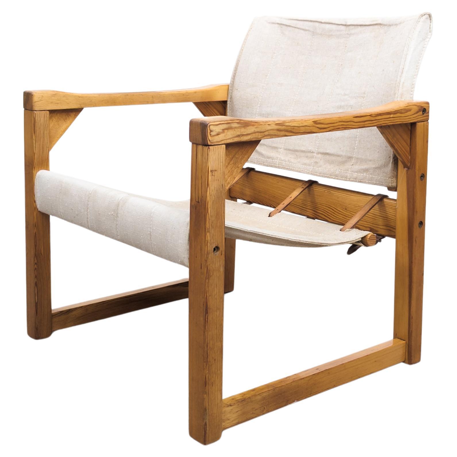 Vintage solid pine Diana safari chair by Karin Mobring for Ikea, 1970s For Sale