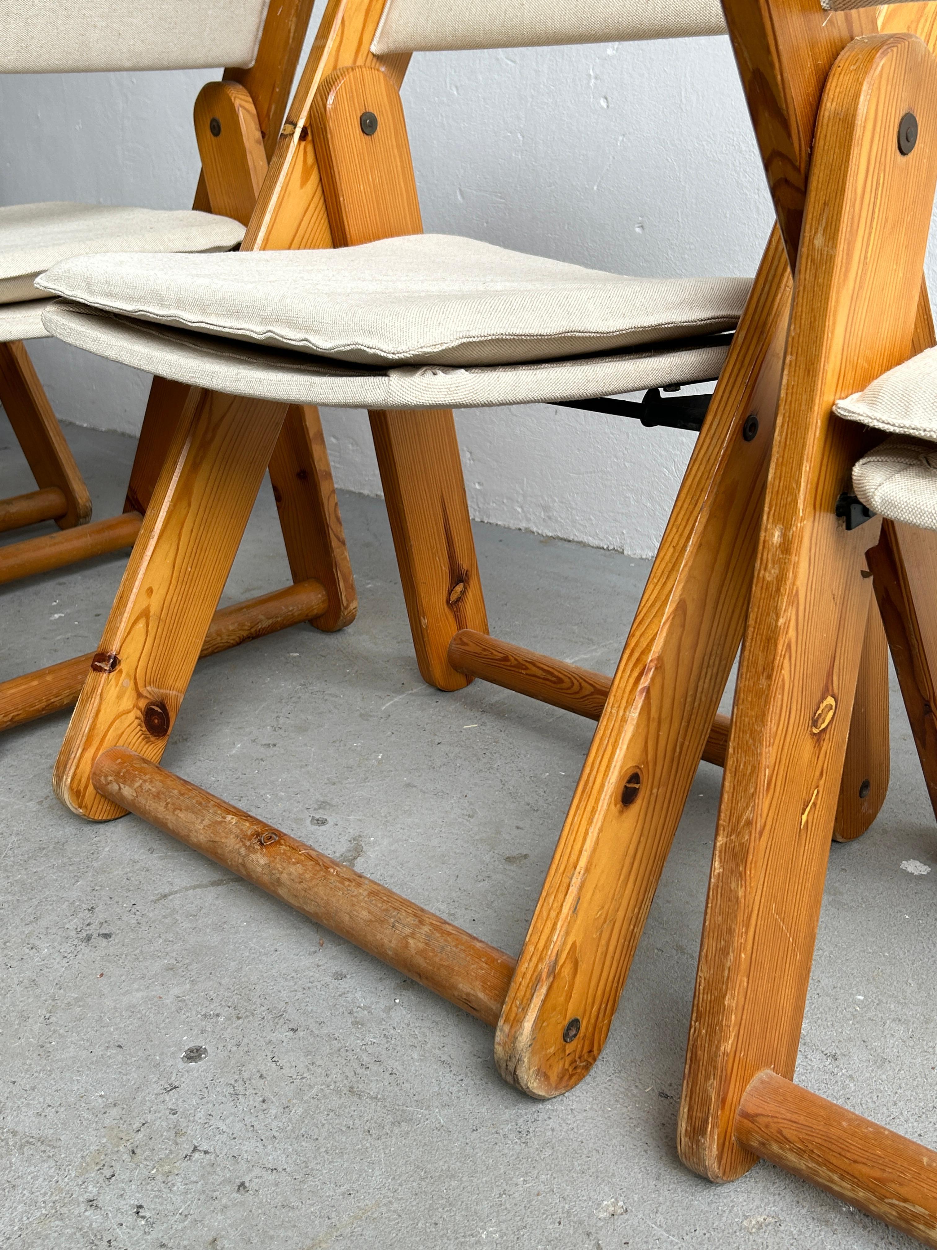 Vintage Solid Pine Kon-Tiki Folding Chairs by Gillis Lundgren for Ikea, 1970s 1
