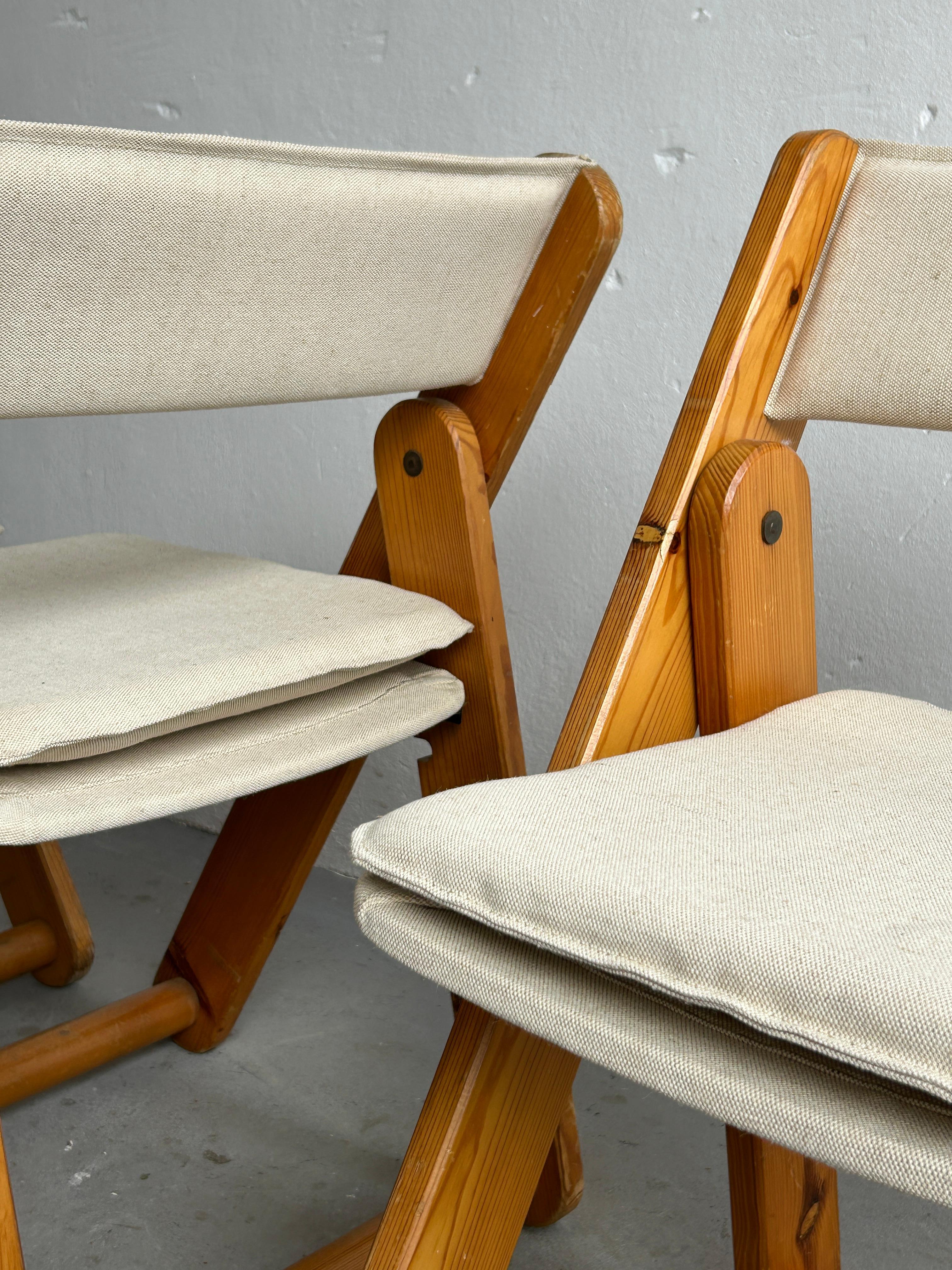 Vintage Solid Pine Kon-Tiki Folding Chairs by Gillis Lundgren for Ikea, 1970s 2