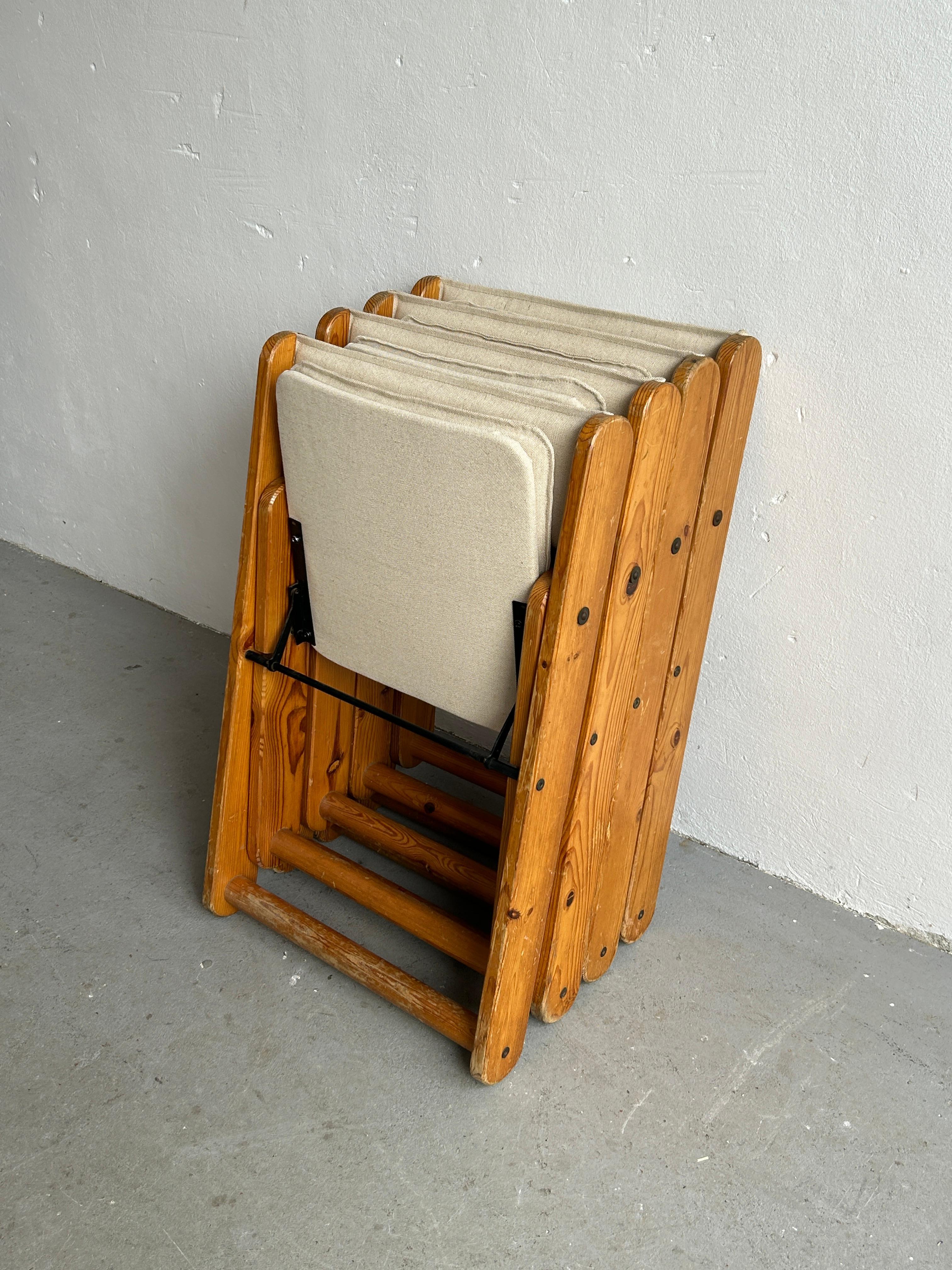 Vintage Solid Pine Kon-Tiki Folding Chairs by Gillis Lundgren for Ikea, 1970s 3