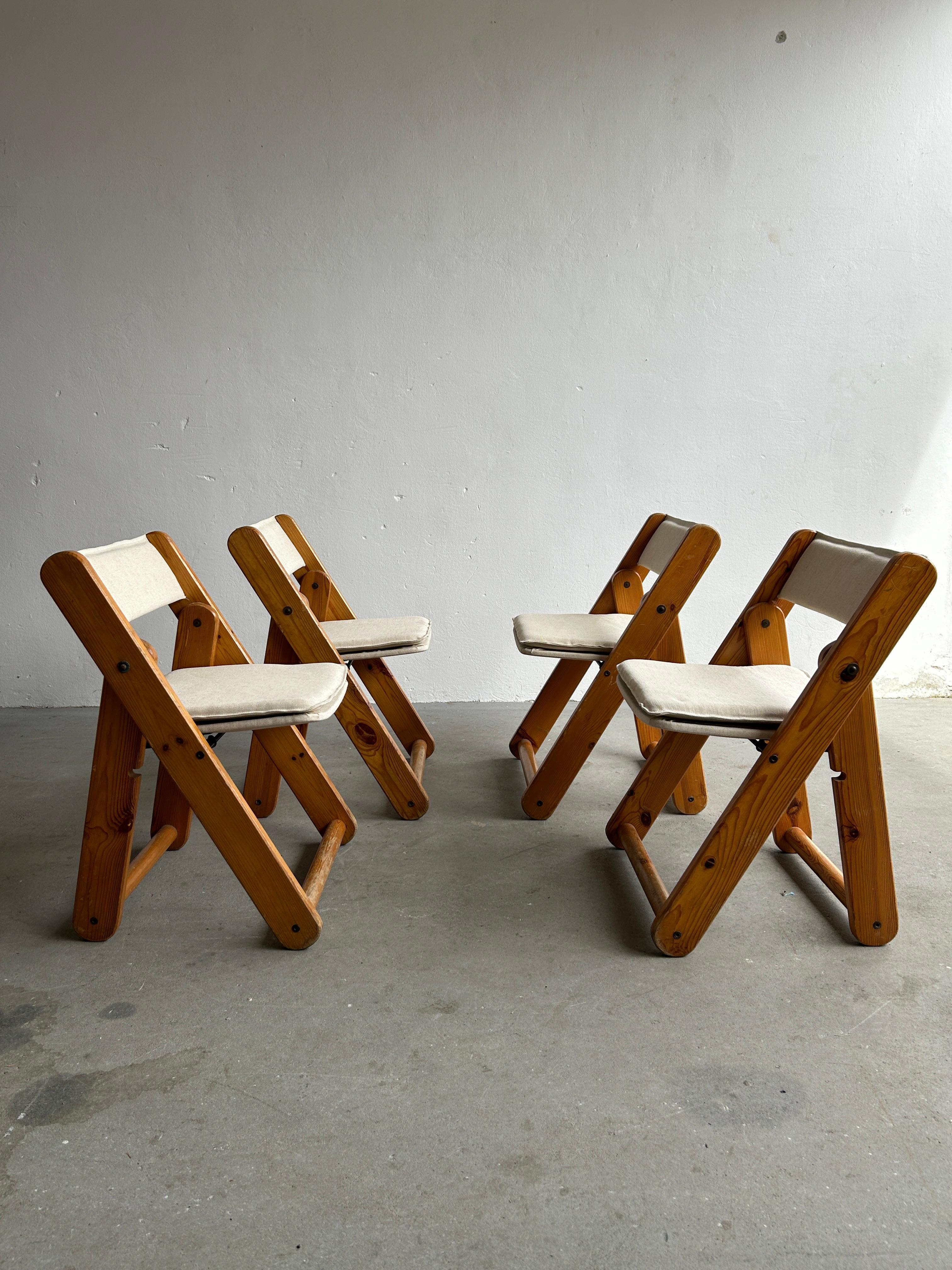 Mid-Century Modern Vintage Solid Pine Kon-Tiki Folding Chairs by Gillis Lundgren for Ikea, 1970s