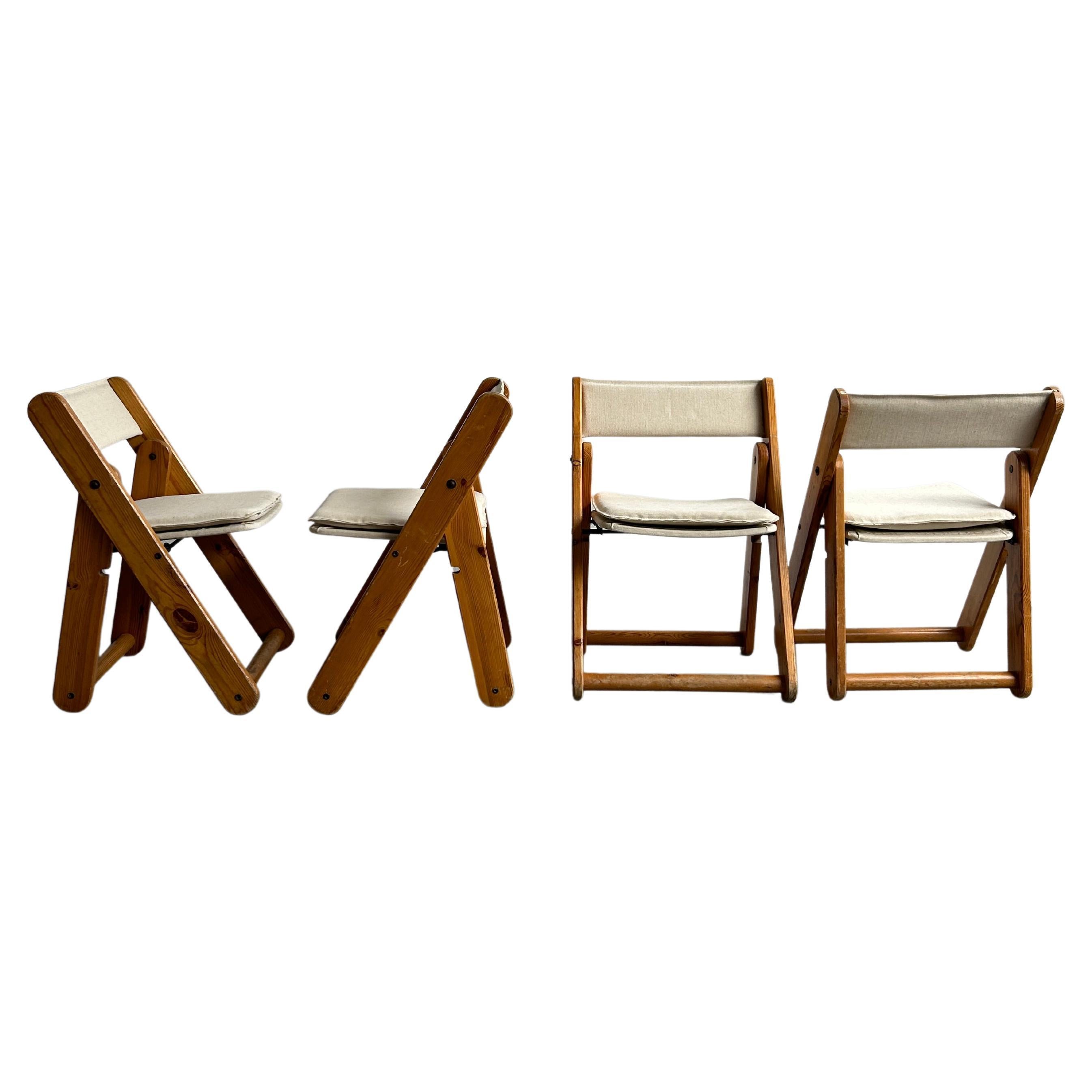 Vintage Solid Pine Kon-Tiki Folding Chairs by Gillis Lundgren for Ikea, 1970s