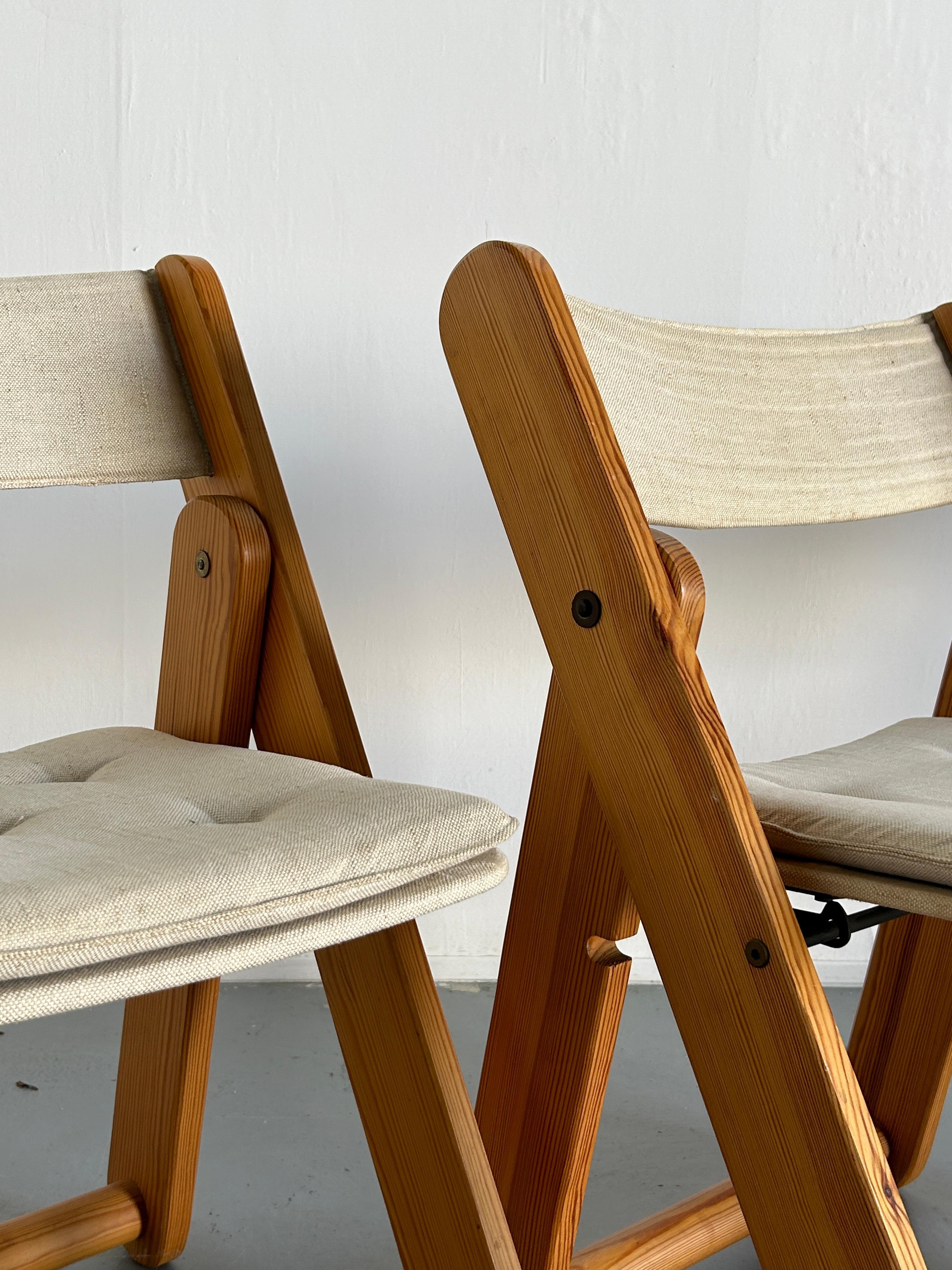 Vintage Solid Pine Kon-Tiki Folding Chairs by Gillis Lundgren for IKEA, Set of 4 2