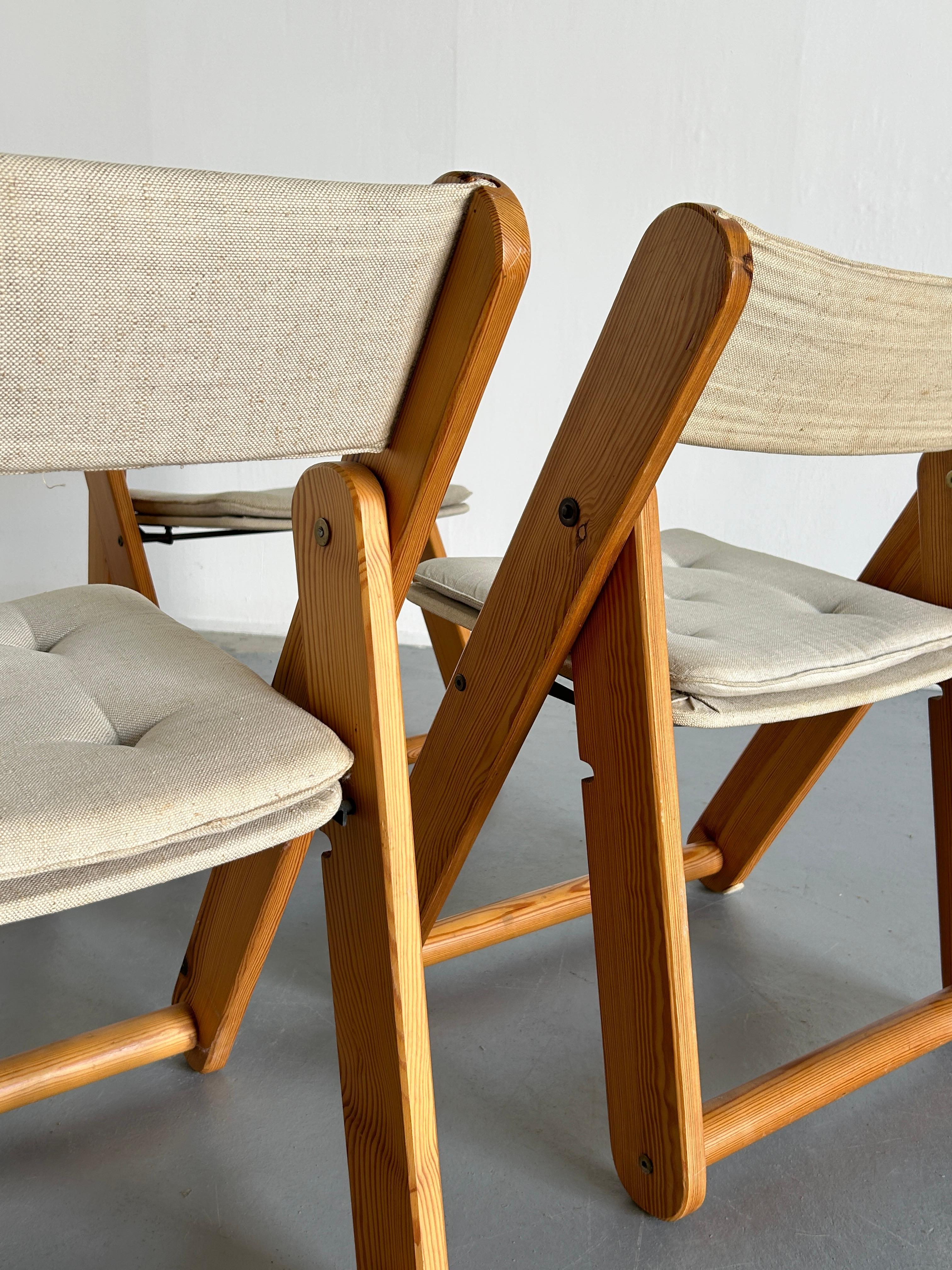 Vintage Solid Pine Kon-Tiki Folding Chairs by Gillis Lundgren for IKEA, Set of 4 3