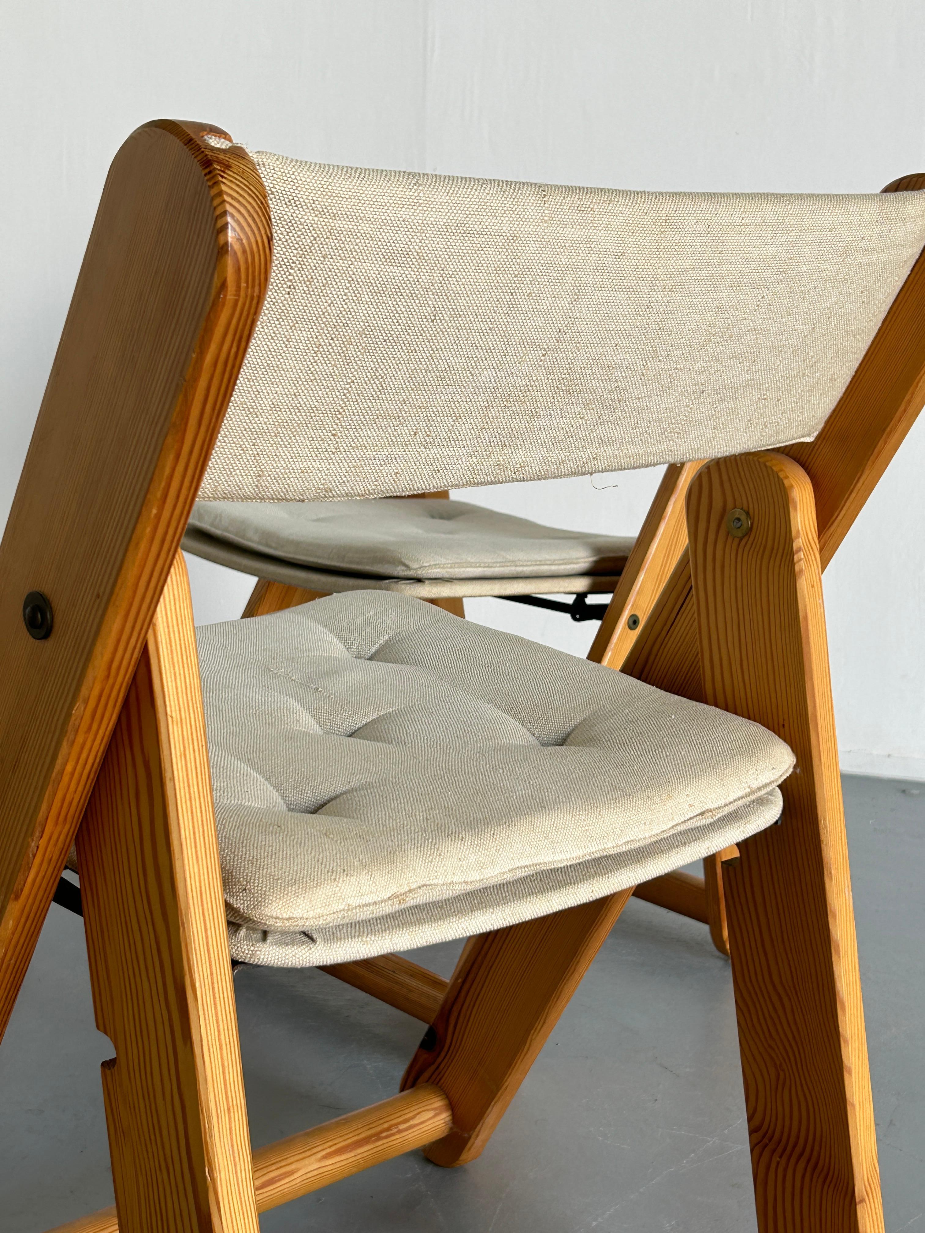 Vintage Solid Pine Kon-Tiki Folding Chairs by Gillis Lundgren for IKEA, Set of 4 4