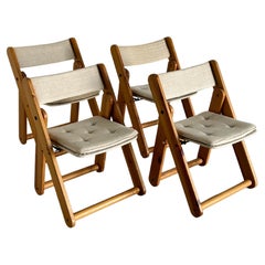 Vintage Solid Pine Kon-Tiki Folding Chairs by Gillis Lundgren for IKEA, Set of 4