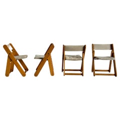 Vintage Solid Pine Kon-Tiki Folding Chairs by Gillis Lundgren for IKEA, Set of 4