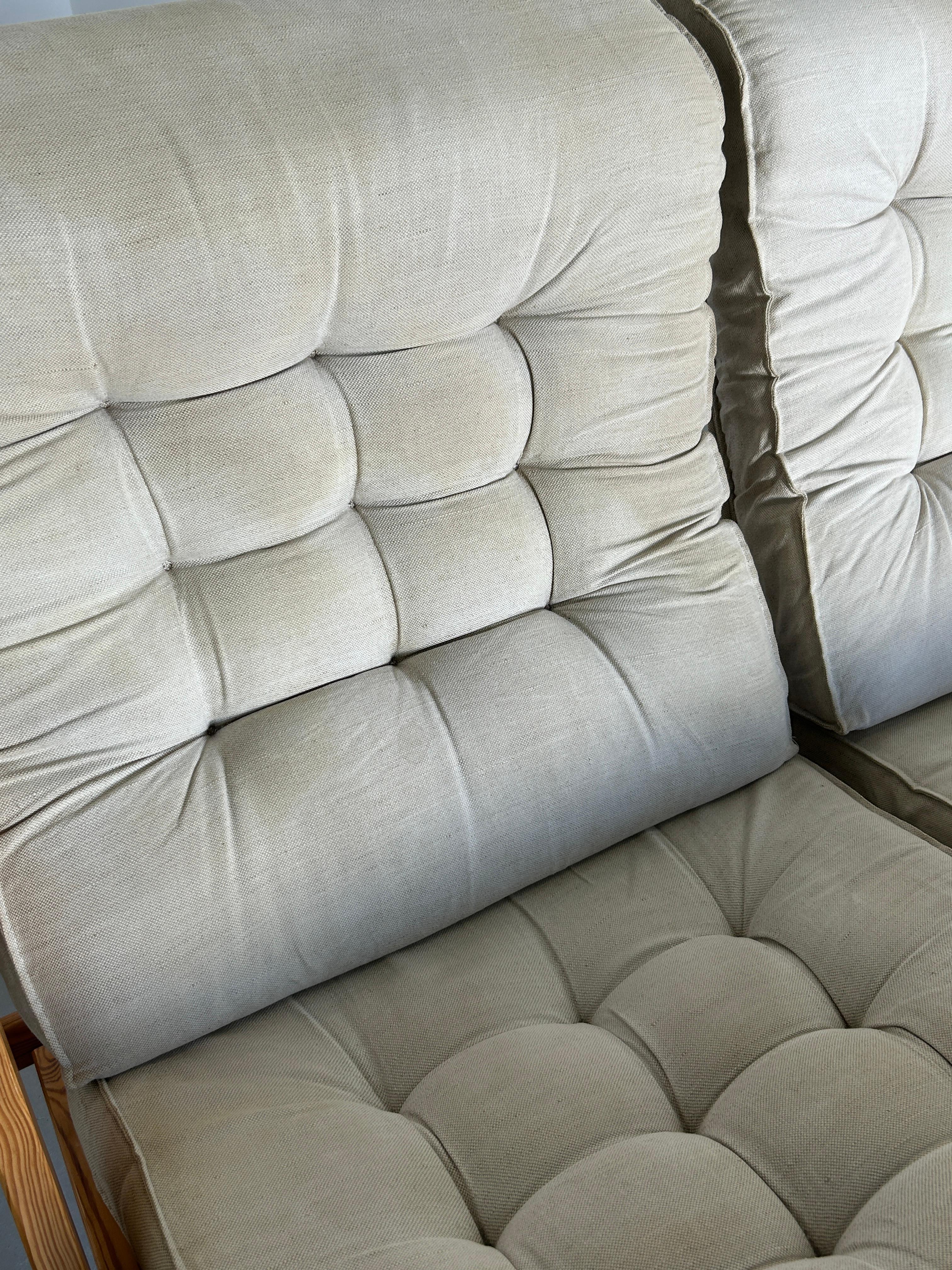 Vintage Solid Pine Kon-Tiki Folding Loveseat Lounge Sofa, Gillis Lundgren, Ikea 4