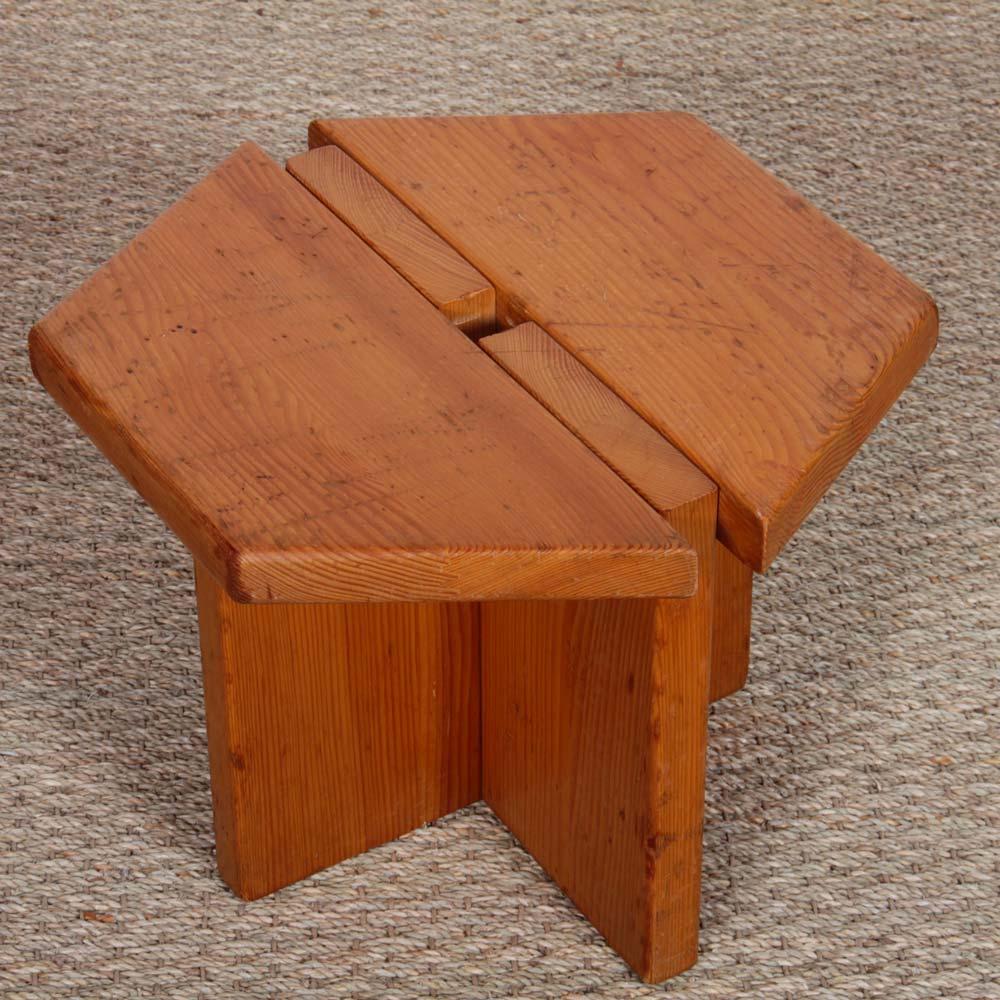 Mid-20th Century Vintage solid pine stool attributed to René Martin, 1960 For Sale