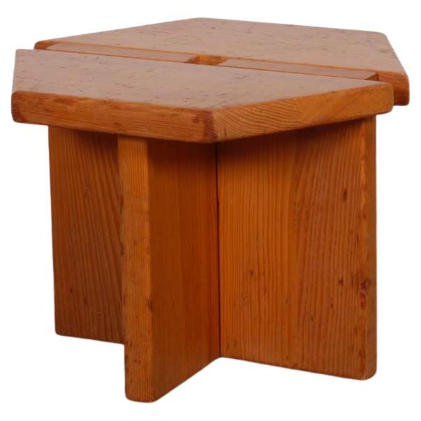 Vintage solid pine stool attributed to René Martin, 1960 For Sale