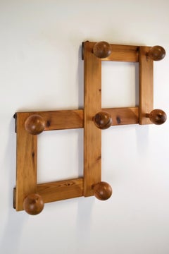 Vintage Solid Pine Wall Hook - France - 1960s