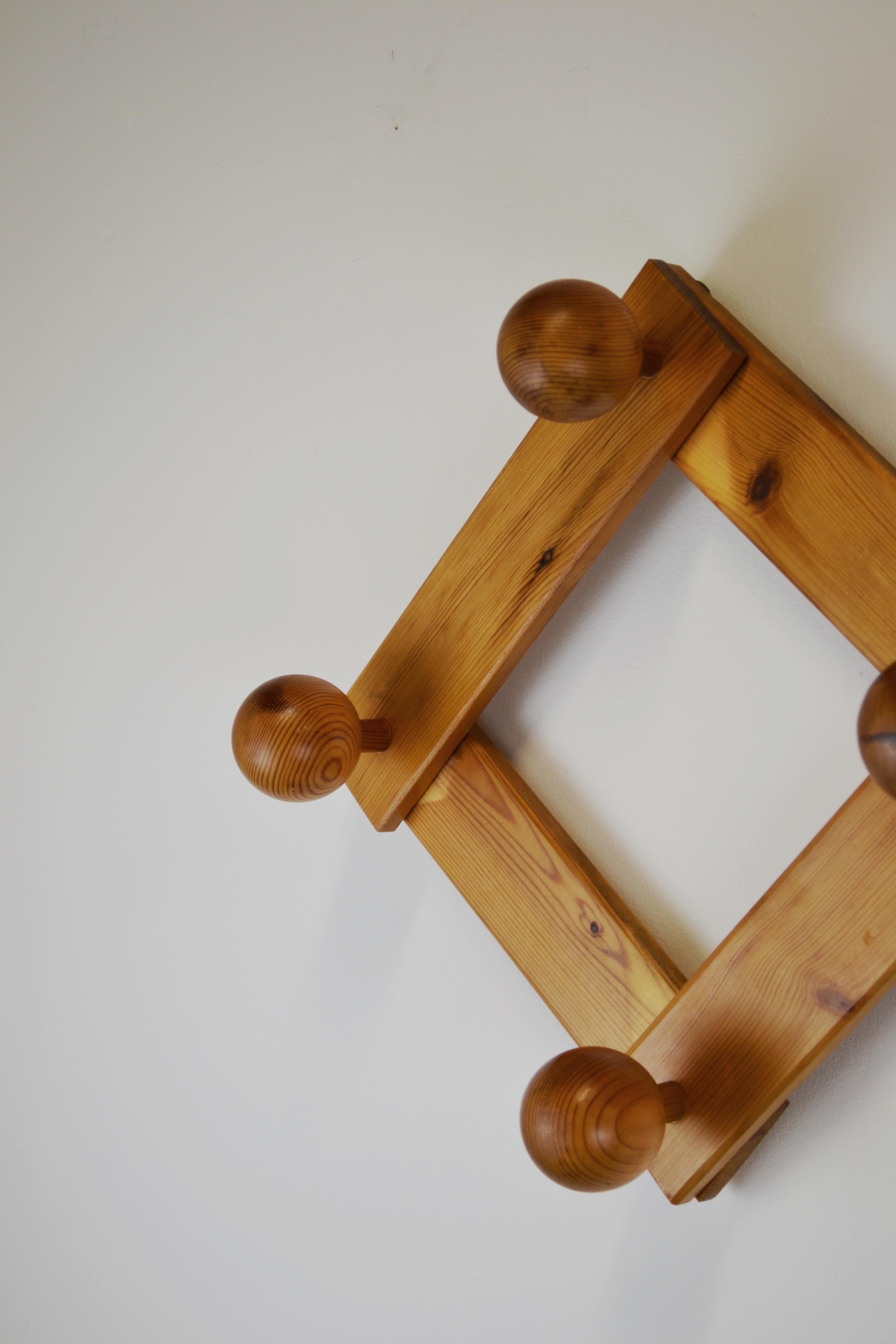 French Vintage Solid Pine Wall Hook - France - 1960s For Sale